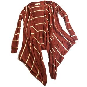 Pink rose striped size large cardigan sweater